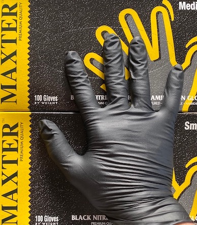 Fekete (5,5g) nitril gumikesztyű (Maxter - 100db)