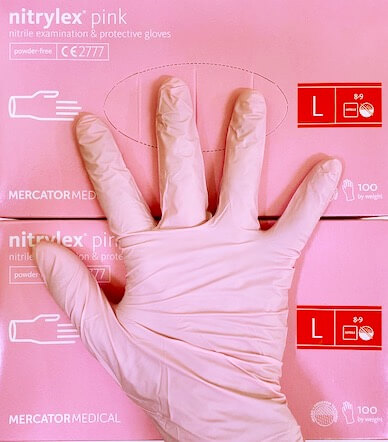Rózsaszín nitril gumikesztyű (Mercator - 100db)
