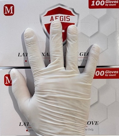 Latex gumikesztyű, púderes (Aegis - 100db)